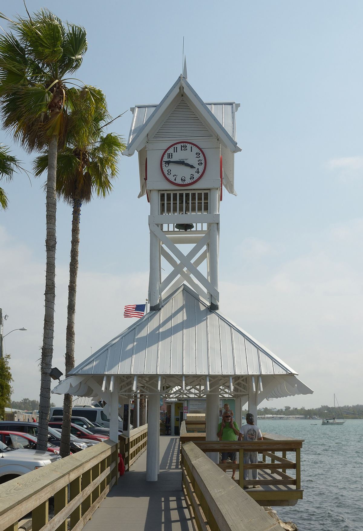 Clock tower on the Bradenton Beach pier at the end of Bridge Street
